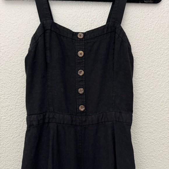 Zara Linen Blend Cropped Wide Leg Sleeveless Jumpsuit Black Size Small - Picture 2 of 12